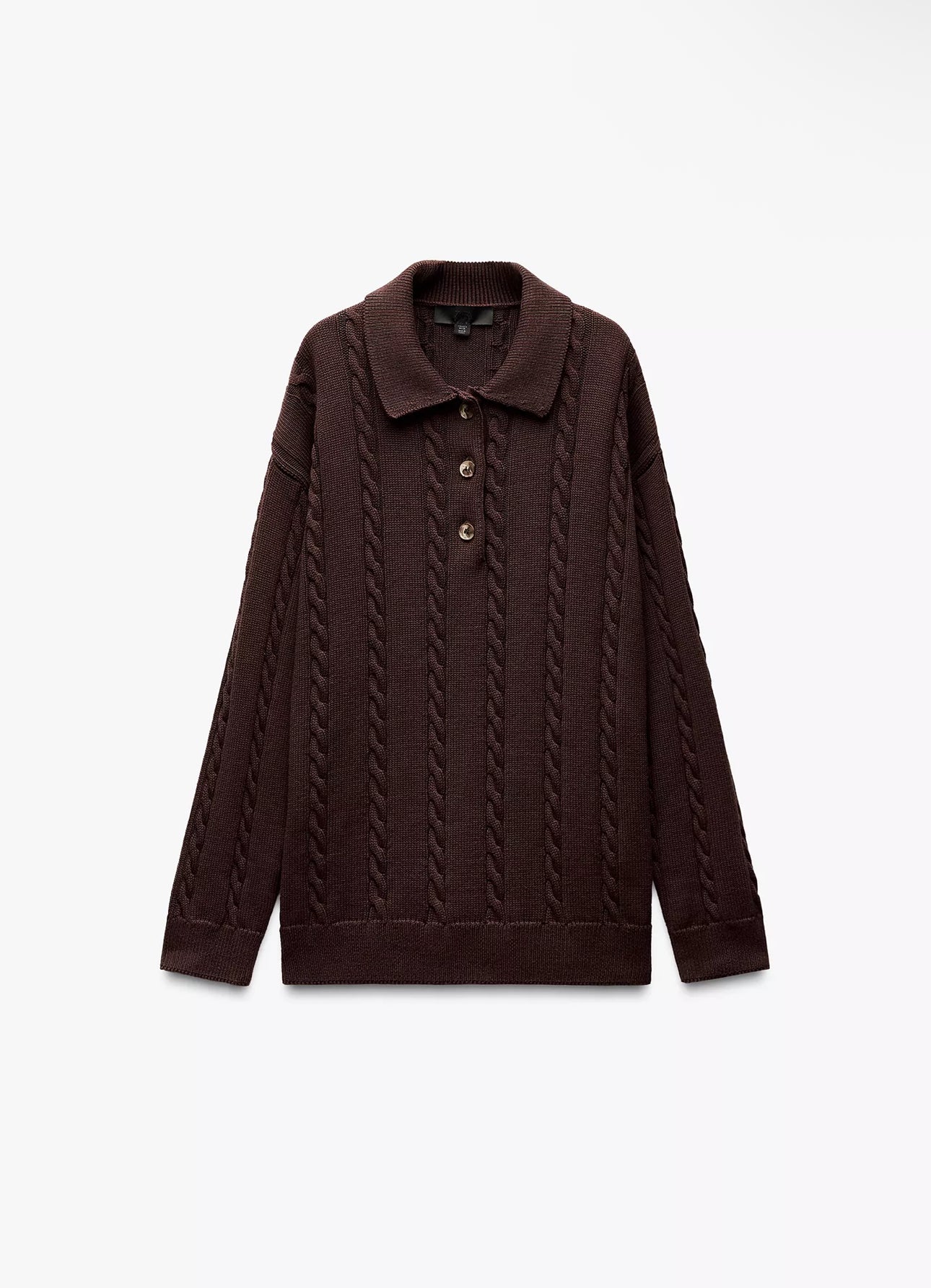 ZARA able Knit Polo Shirt-Brown
