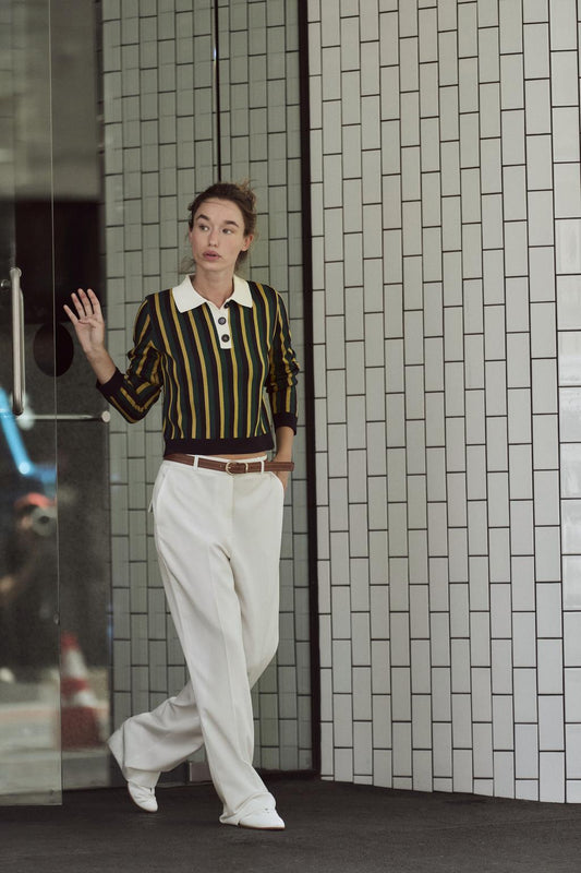 ZARA Striped Polo Knit Sweater-Multicolored