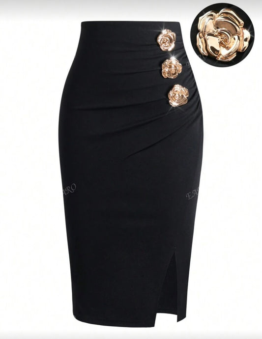 Shein French Style Women casual Metal Décor Skirt