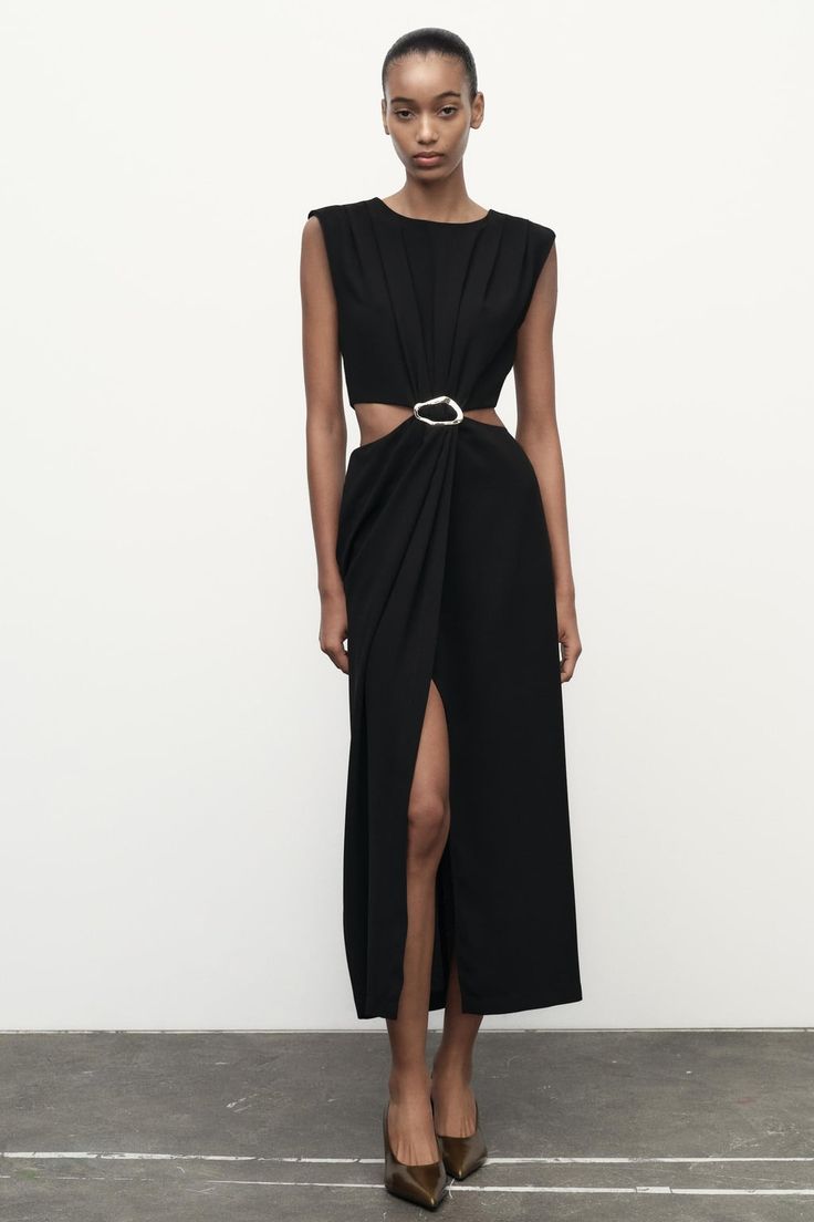 Zara Crape Hardware Cutout Dress