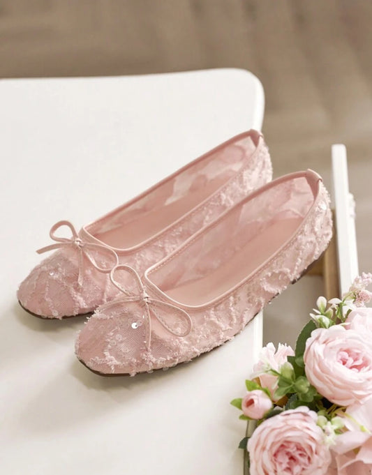 Shein Cuccoo Hitchd Women Round Toe Comfortable Bow Sequin Flat Ballet