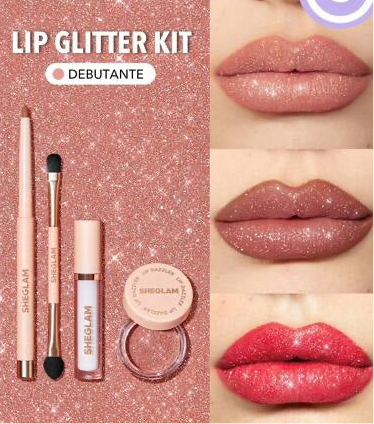SHEGLAM Lip Dazzler Glitter Kit-Red Carpet Long-Lasting Glitter Lip Glo...