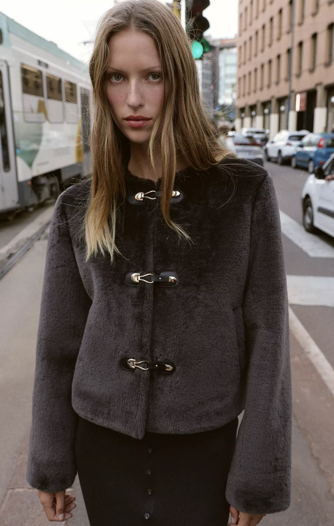 ZARA Double Faced Jacket With Toggles