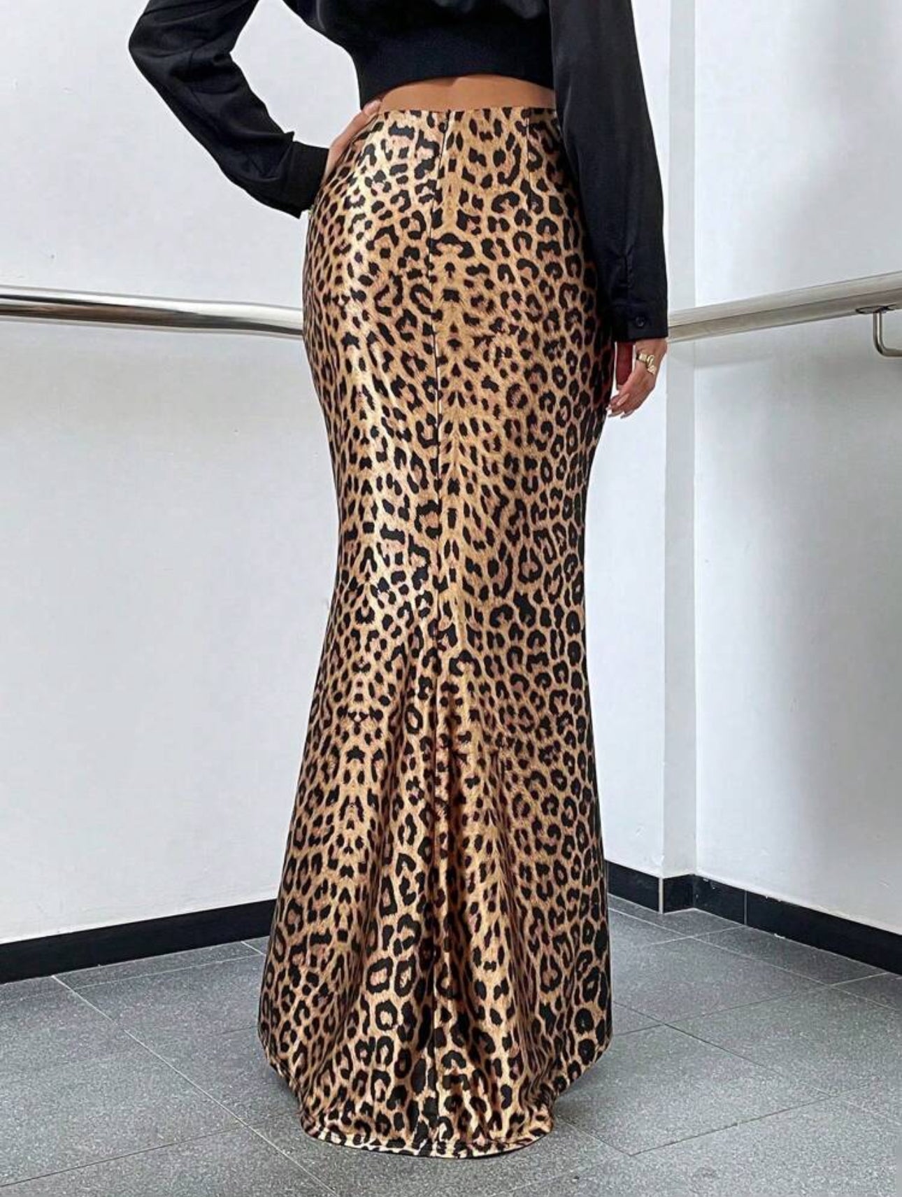 Shein Glamine Leopard Print Mermaid Hem Skirt