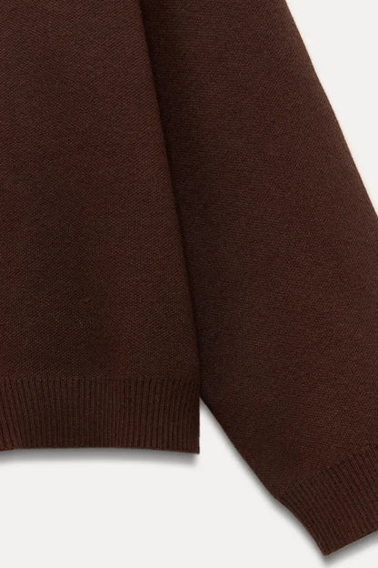 ZARA Side Stripe Knit SweatShirt-Chocolate