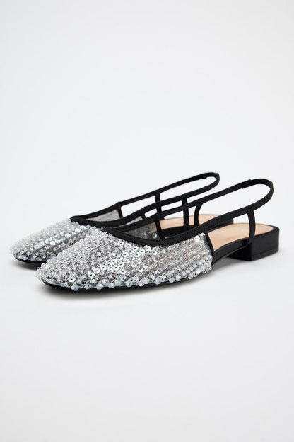 ZARA Sequined Open Back Shoes