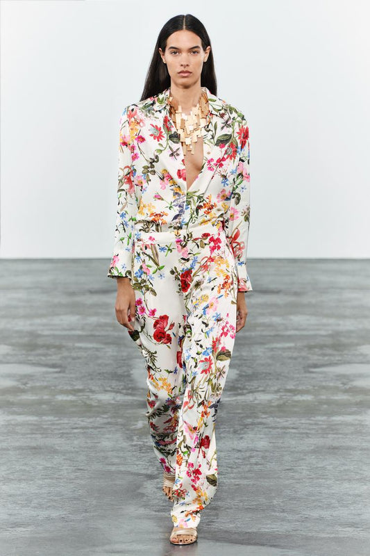 ZARA ZW Collection Printed Puffy With Button Cord Set - Multicolor