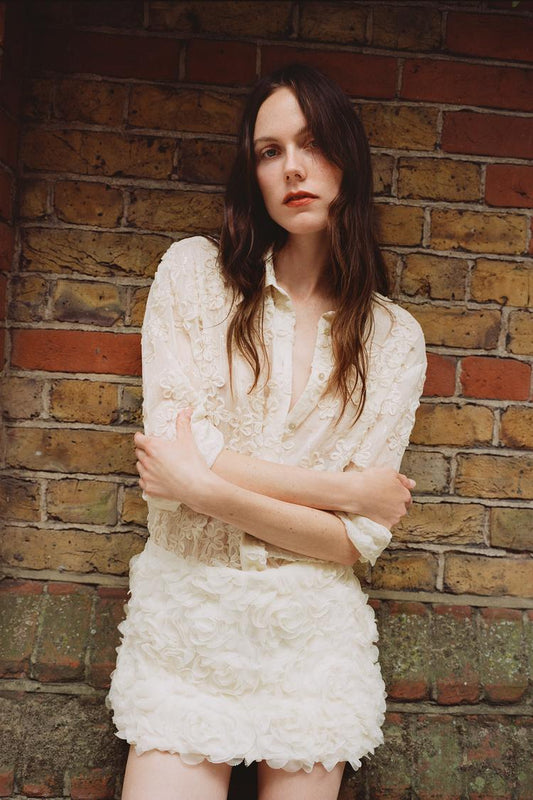 ZARA Semi Sheer Textured Shirt With Sequins