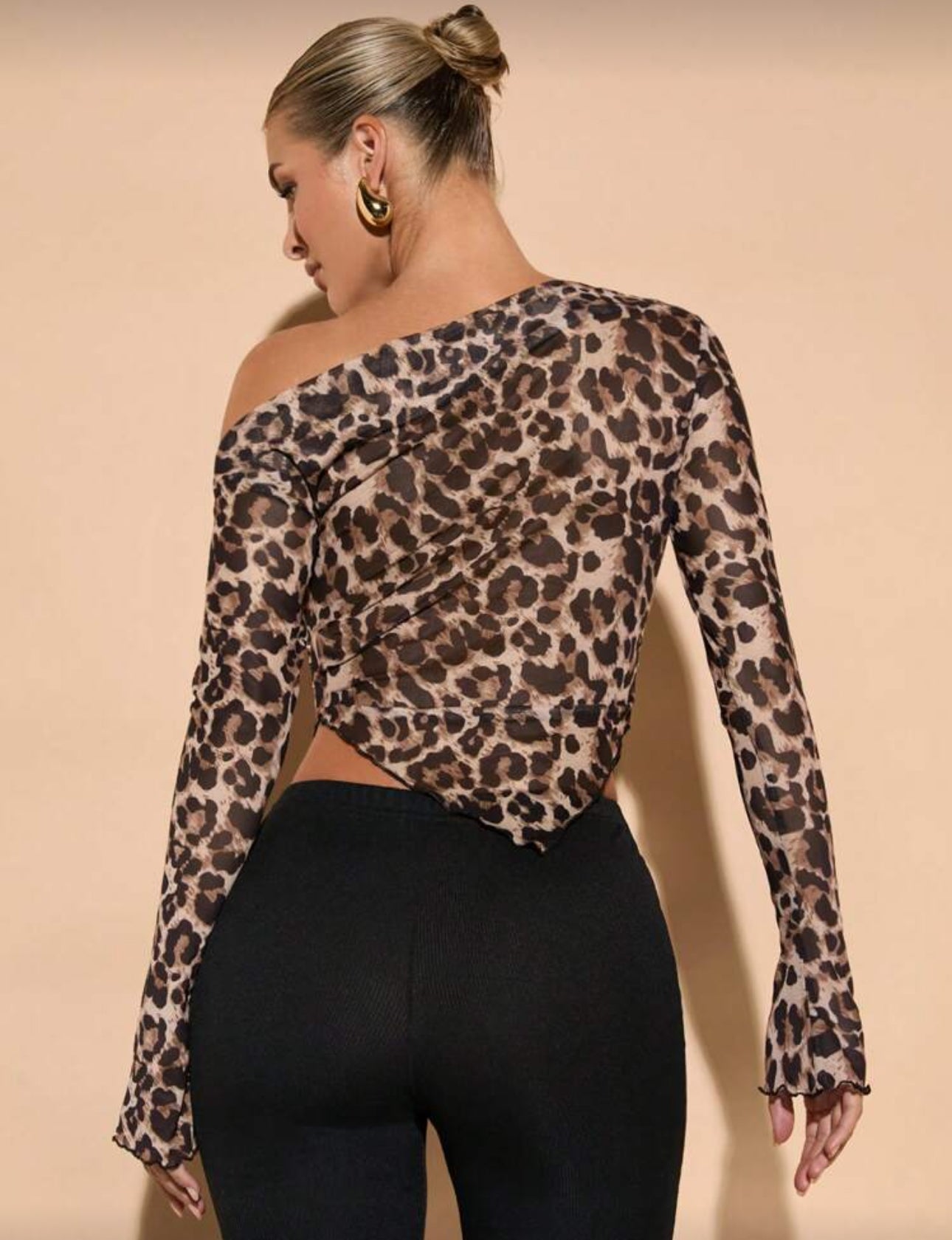 Shein Bae Leopard Print Off Shoulder Top