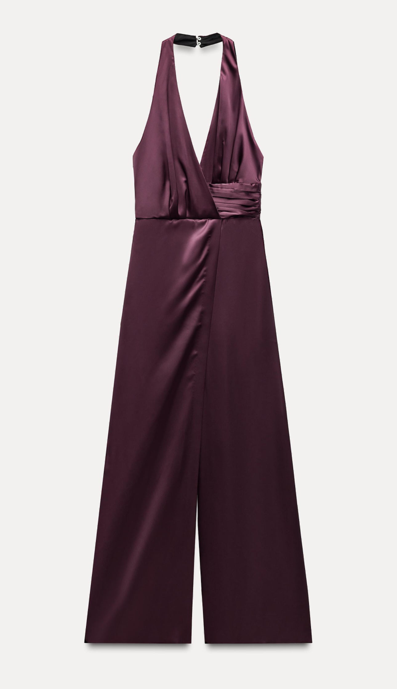 ZARA Halter Gathered Jumpsuit - Aubergine