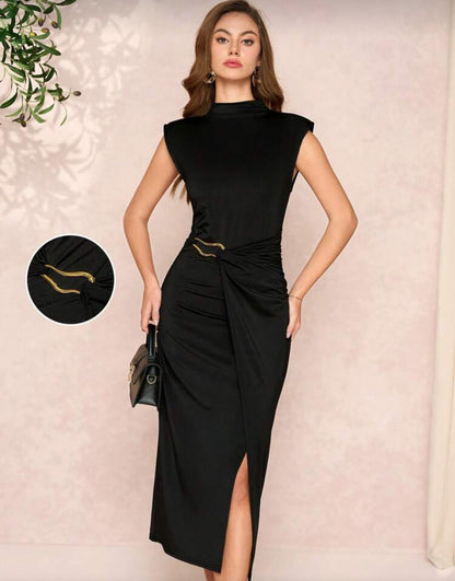 Shein High Collar Metal Decor BodyCorn Dress