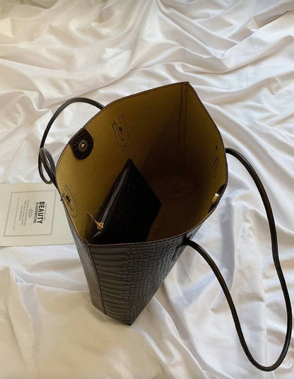 SHEIN Crocodile Printed Shoulder Tote Bag