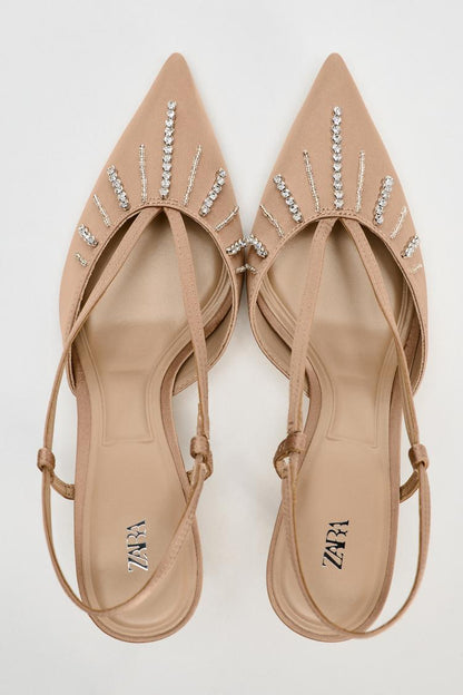 ZARA Open Back Heel Shoes With Stones