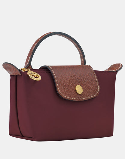 LONGCHAMP Le Pliage Mini Pouch Bag with Strap- Burgundy