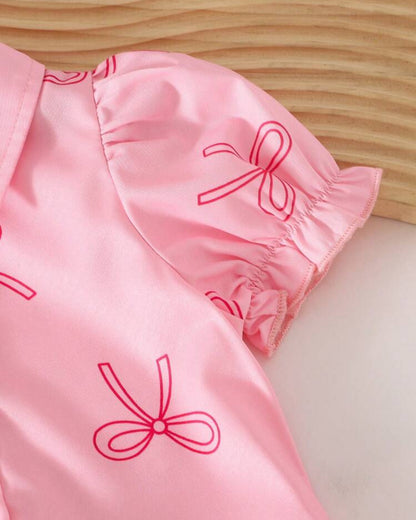 SHEIN Baby Girls Korean Style Cute Butterfly Print Short Sleeve