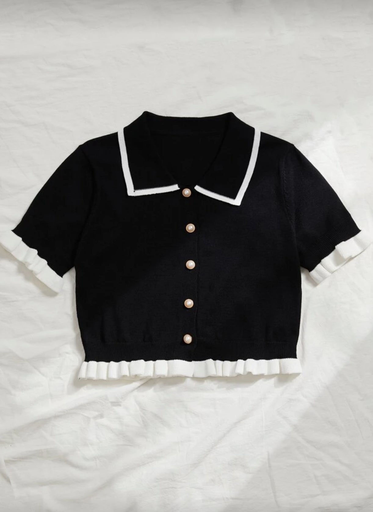 Shein Button Front contrast Binding Cardigan polo