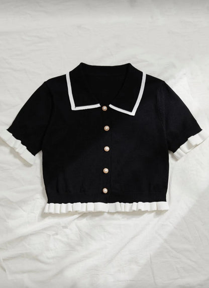 Shein Button Front contrast Binding Cardigan polo