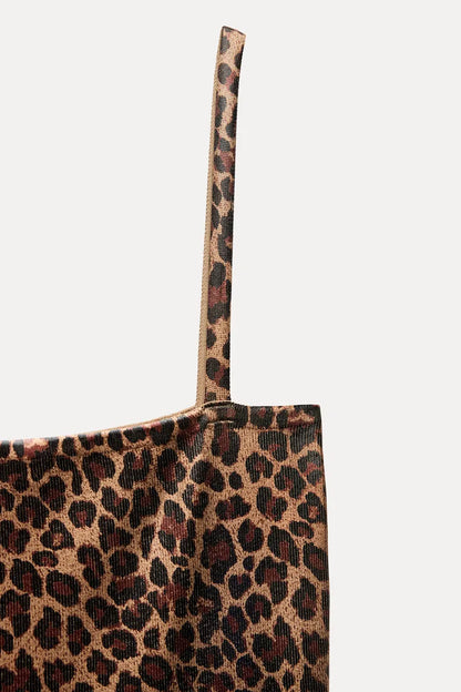 ZARA Knit Foil Dress With Animal Print -Leopard