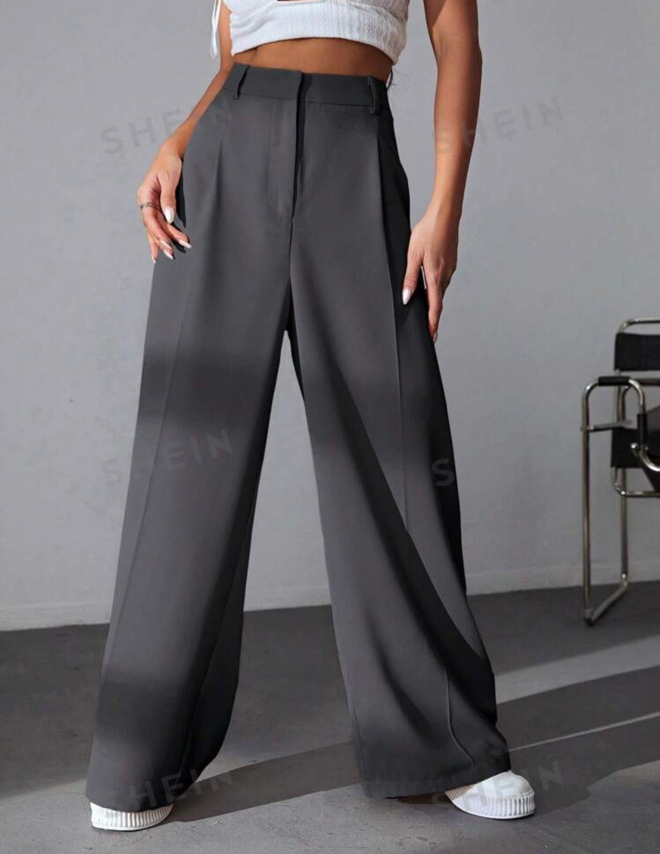 SHEIN EZ Wear Spring Solid Wide Leg Pant