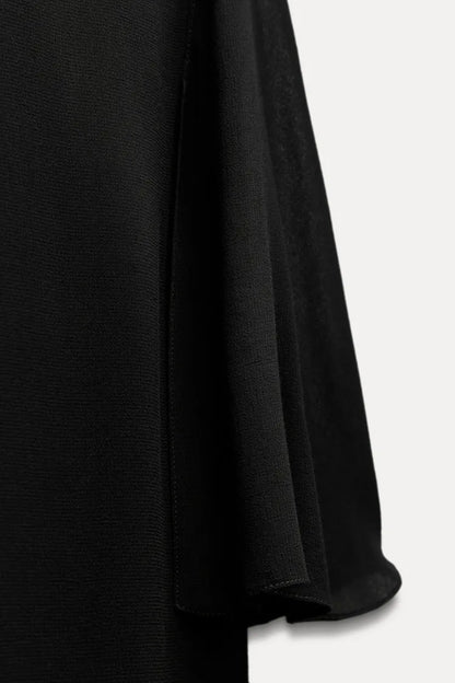 ZARA ZW Collection Flowing Cape Blouse -Black