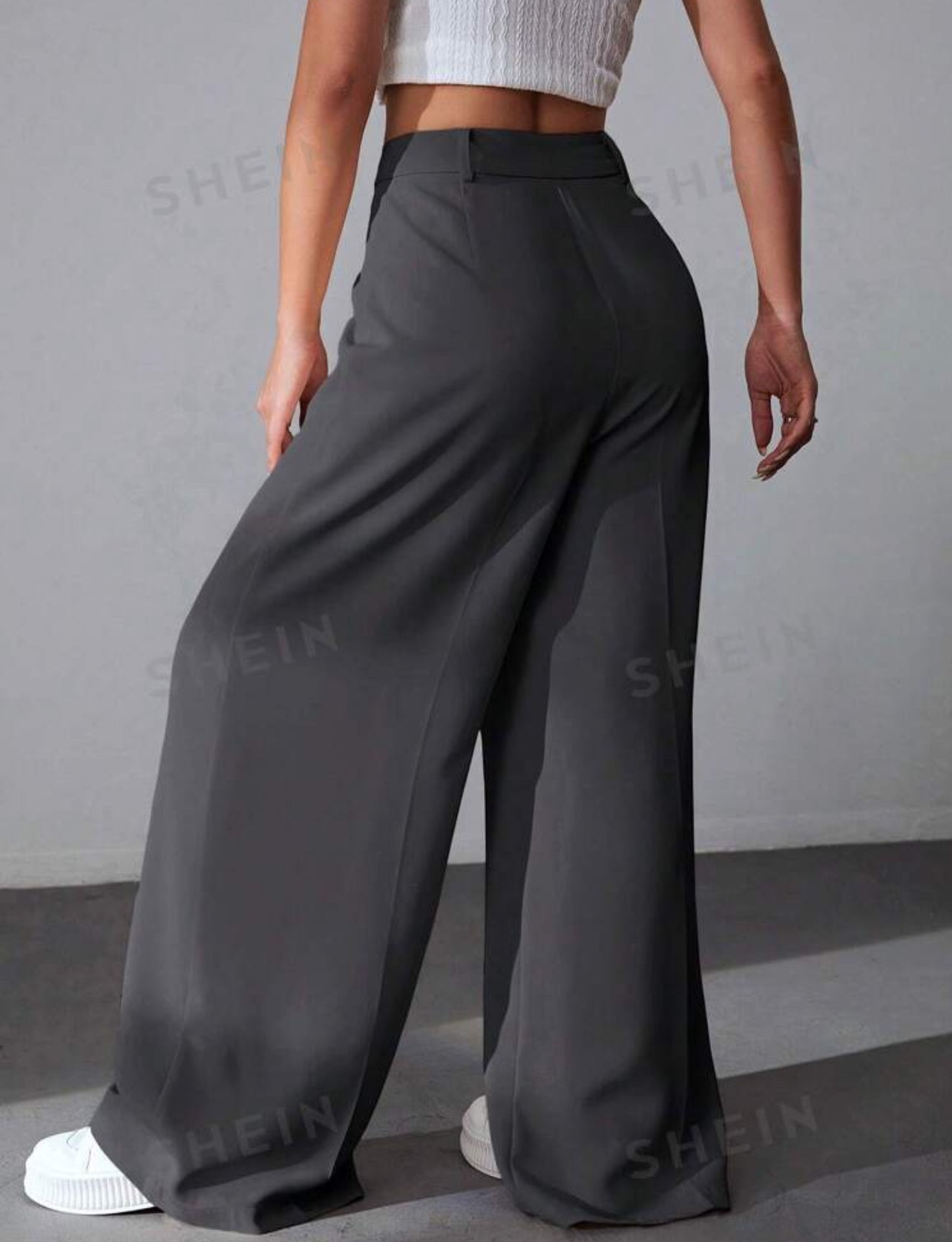 SHEIN EZ Wear Spring Solid Wide Leg Pant