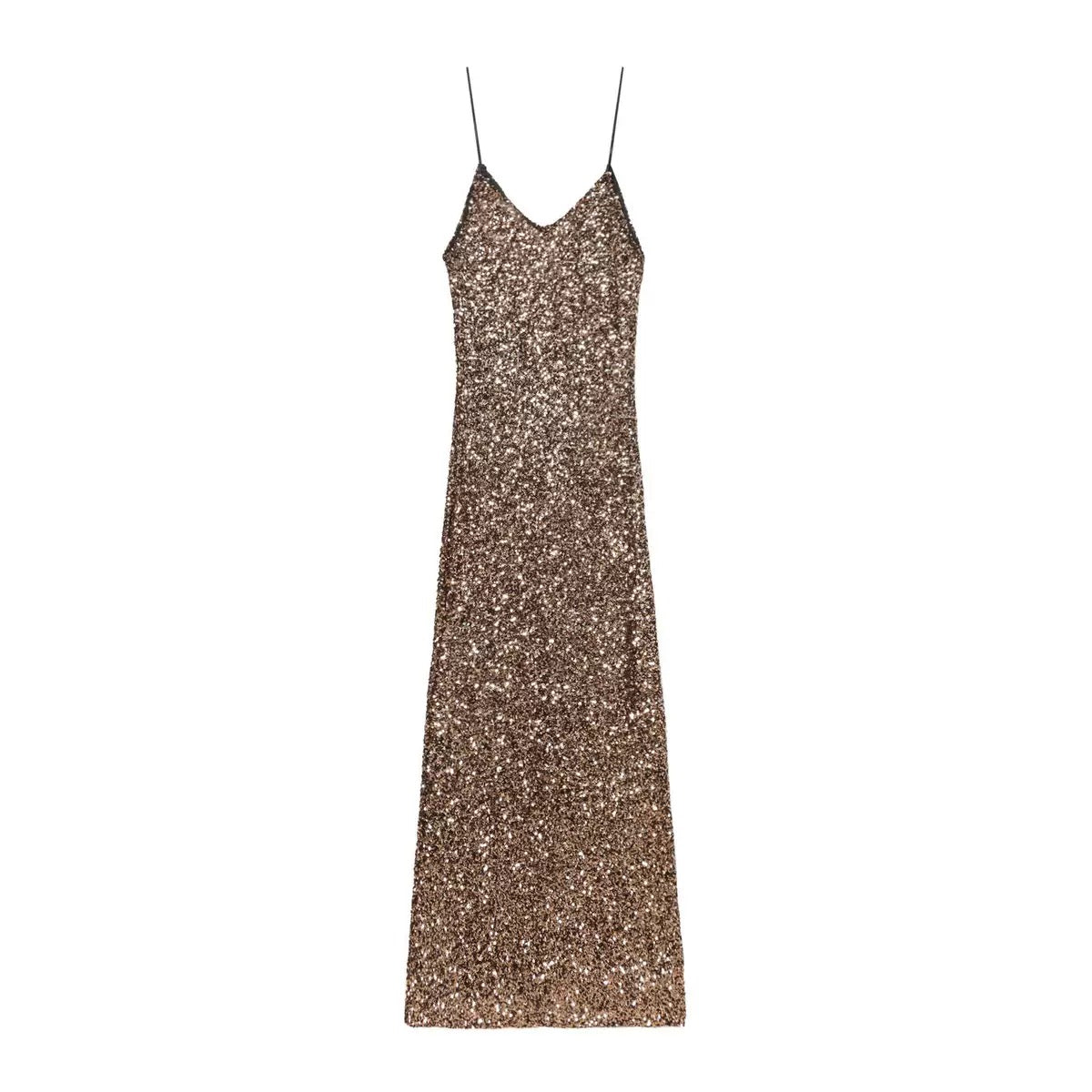 Zara Bronze Sequin Slip Dress