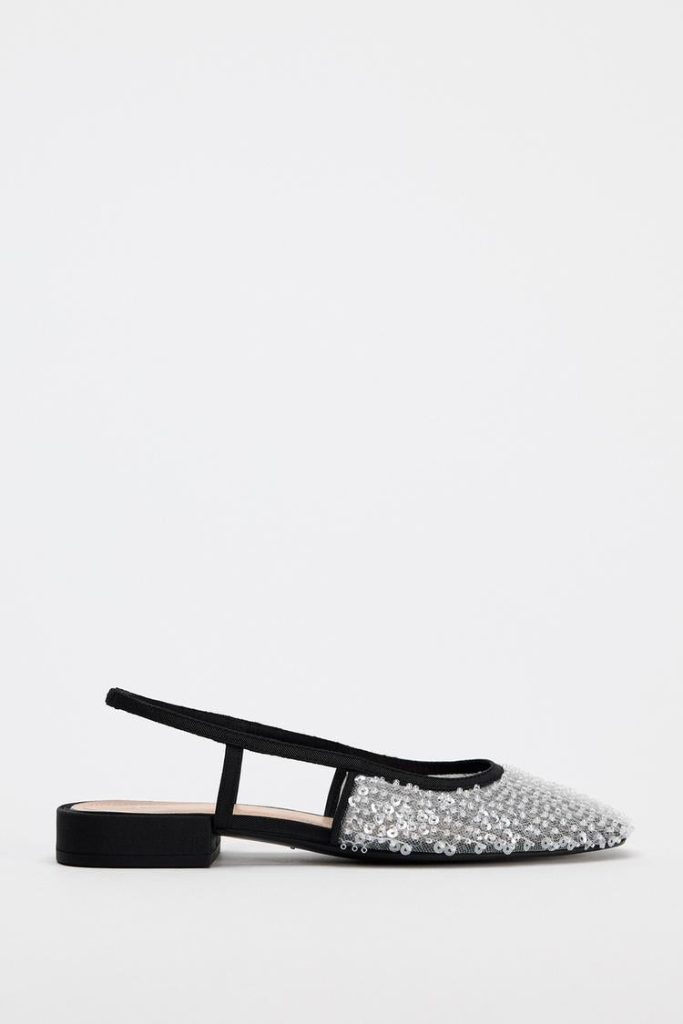 ZARA Sequined Open Back Shoes
