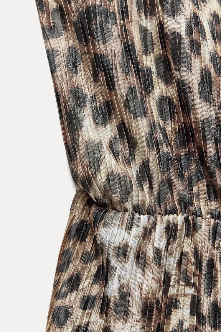 ZARA Asymmetric Pleated Top - Leopard