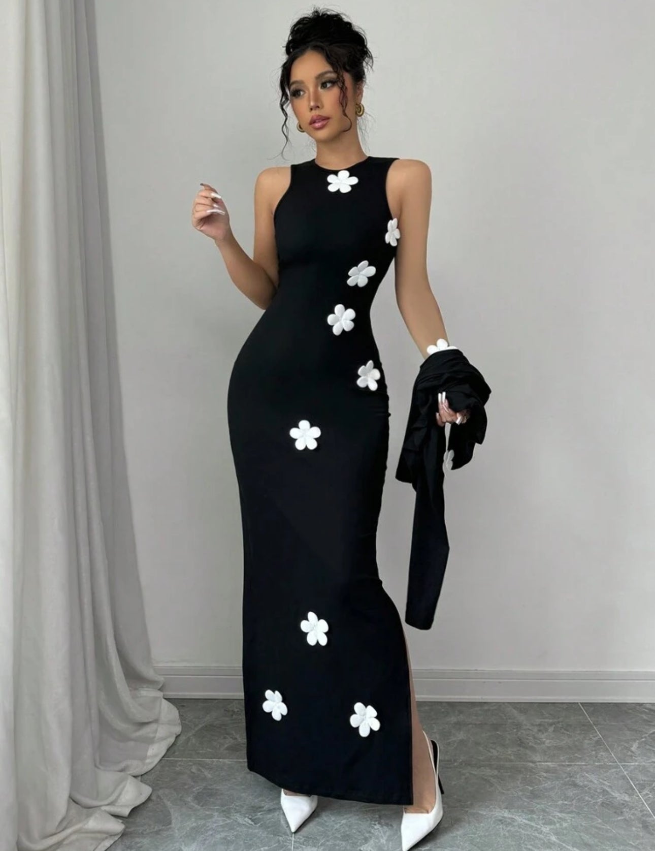 Shein Elenzga Women Solid Color Elegant Lady Style Jacket & Dress set
