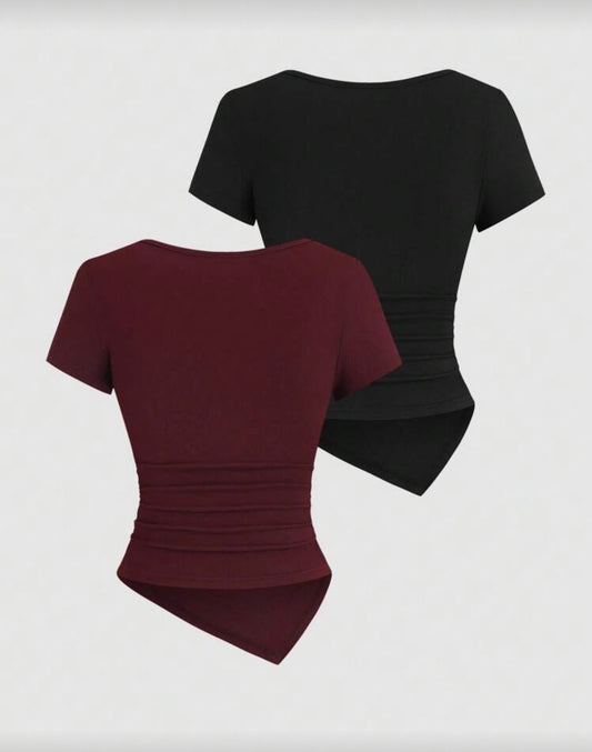 Shein Sexy Asymetric Hem Button Long t shirt