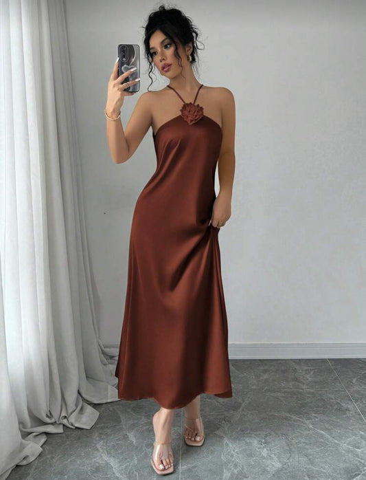 Shein Halter Neck 3D floral Dress