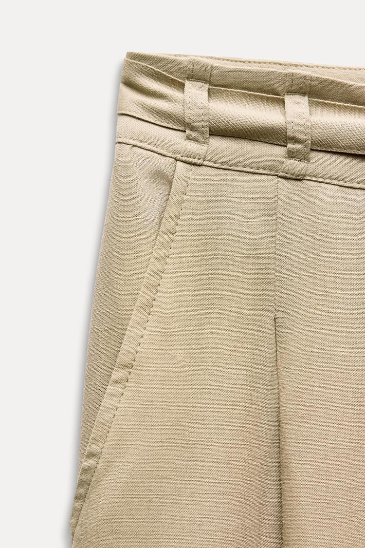ZARA Wide Leg Trouser With Belt- Mid Camel