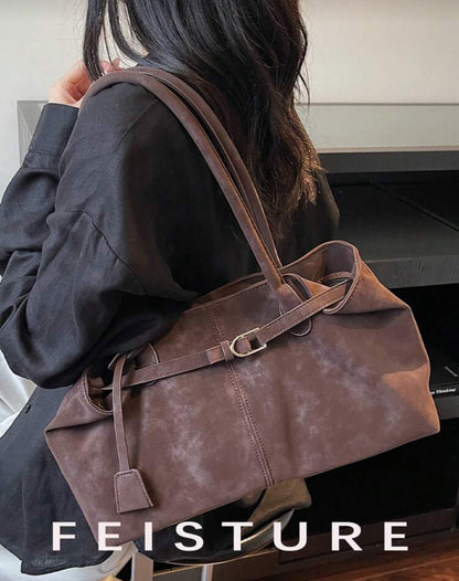 SHEIN Large Capacity Tote Bag with Strap (coffee brown)