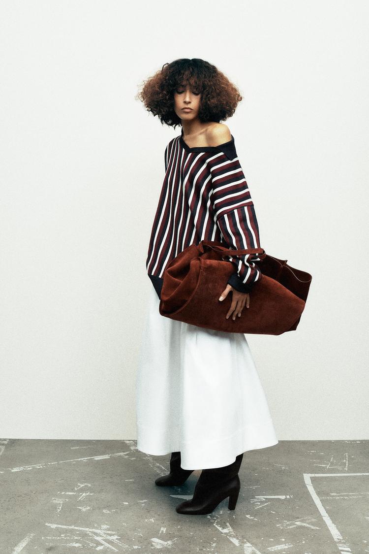 ZARA Striped Polo Neck Jumper-Multicolored