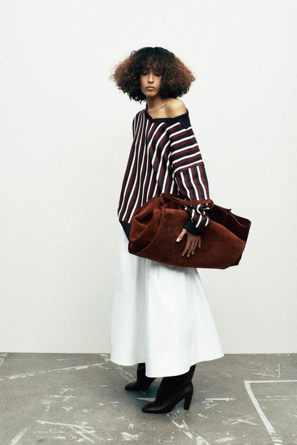 ZARA Striped Polo Neck Jumper-Multicolored