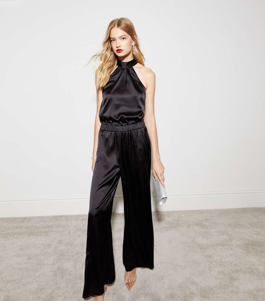 New Look Black Satin Halter Neck Top (UK size)