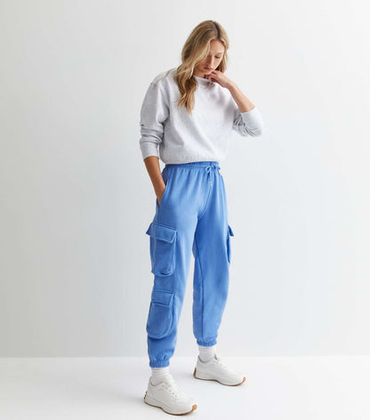 New Look Pink Vanilla Blue Cuffed Cargo Joggers (UK size)