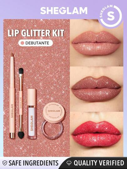 SHEGLAM Lip Dazzler Glitter Kit- Center Stage Long-Lasting Glitter L...