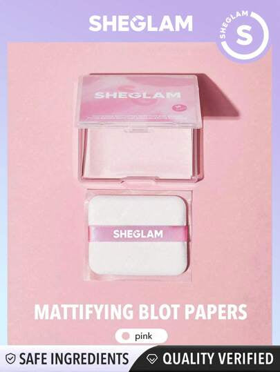 SHEGLAM Mattifying Blot Papers With Puff and Mirror 50 Pcs-Rose P...