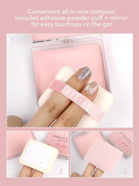 SHEGLAM Mattifying Blot Papers With Puff and Mirror 50 Pcs-Rose P...