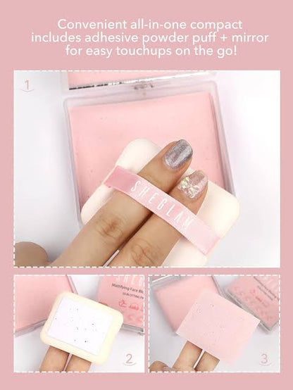 SHEGLAM Mattifying Blot Papers With Puff and Mirror 50 Pcs-Rose P...