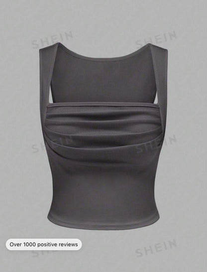SHEIN MOD Women's Ribbed Pleated Tank Top EACH)
