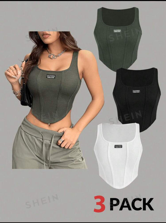 SHEIN EZwear Multicolor Basic Ribbed Knit Tank Top (Each)