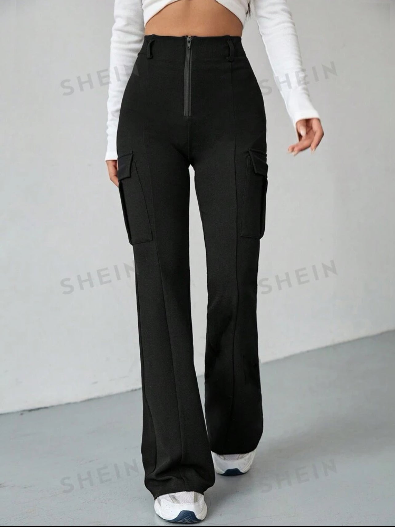 SHEIN Privé High Waist Button Detail Skinny Pants
