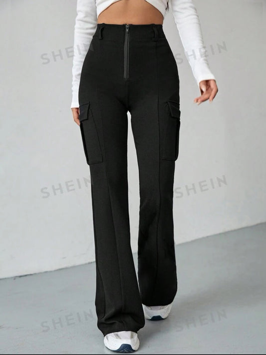 SHEIN Privé High Waist Button Detail Skinny Pants