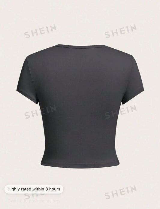 SHEIN EZwear Women's Casual Solid Short crop T-Shirt (EACH)