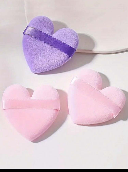 Shein 6pcs Heart-Shaped Velvet Powder Puff, Designed For Contouring, Eye...