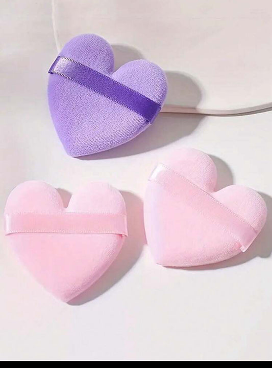 Shein 6pcs Heart-Shaped Velvet Powder Puff, Designed For Contouring, Eye...