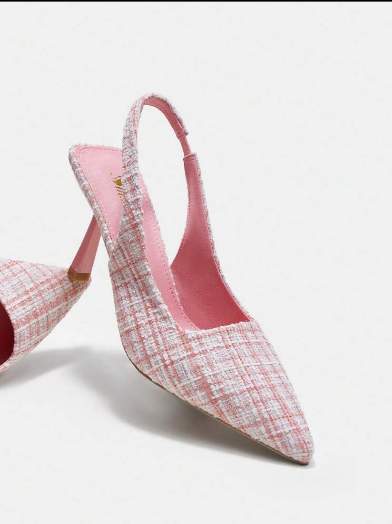 SHEIN BIZwear Women'S Pink Pointed Toe Thick Mid-Heeled Shoes