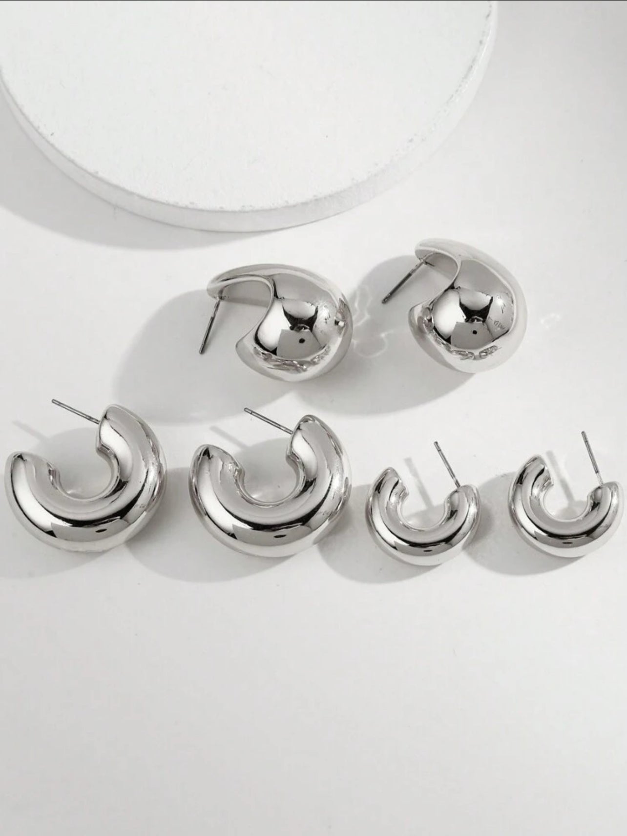 Shein Classic & Fashionable Silver C Design Minimalist Earrings Suitable